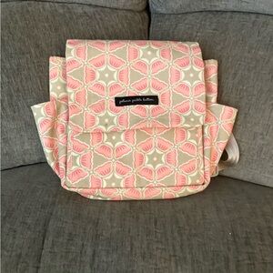 Petunia Pickle Bottom Pink and Tan boxy backpack/diaper bag